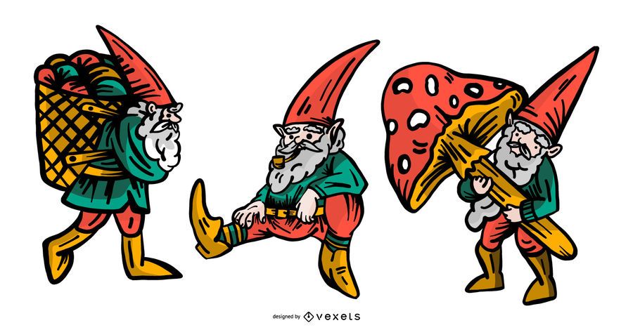 Gnome Illustration Vector Pack Gnome Illustration Vector Pack