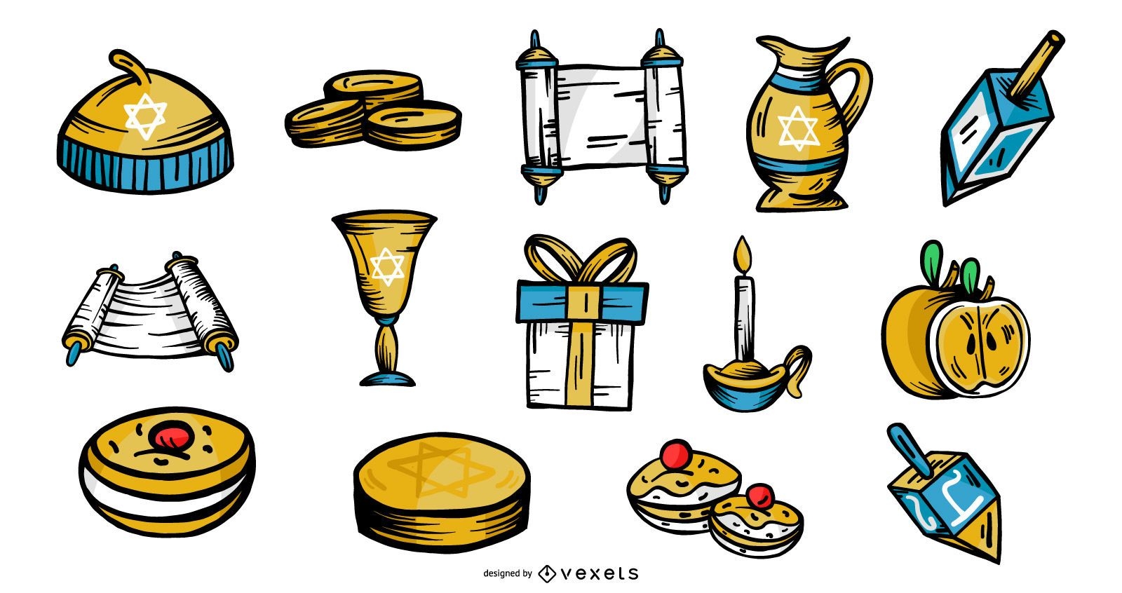 Pacote de vetores de elementos de Hanukkah