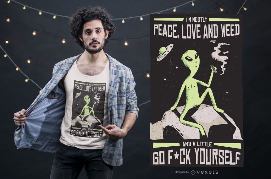 Alien Weed Quote T-shirt Design Alien Weed Quote T-shirt Design