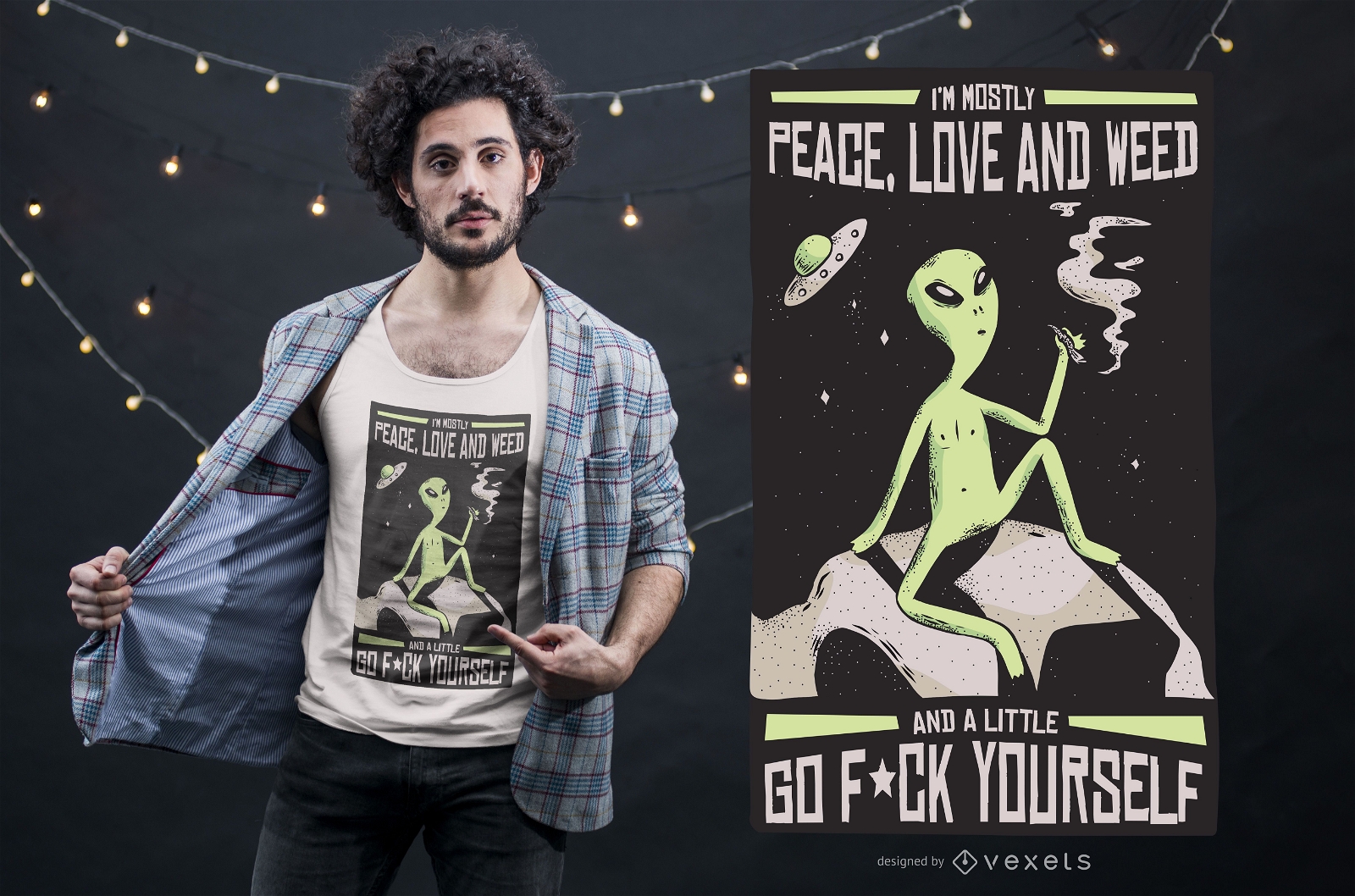 Alien-Unkraut-Zitat-T-Shirt-Design