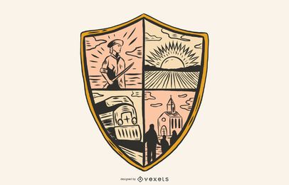 Ilustração de escudo de logotipo Ilustração de escudo de logotipo