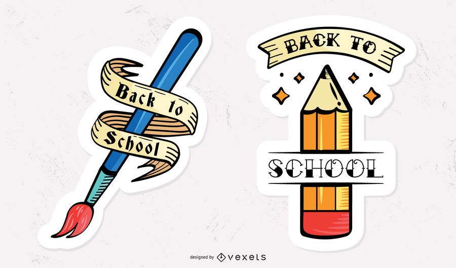 Set of vintage school stickers Set of vintage school stickers