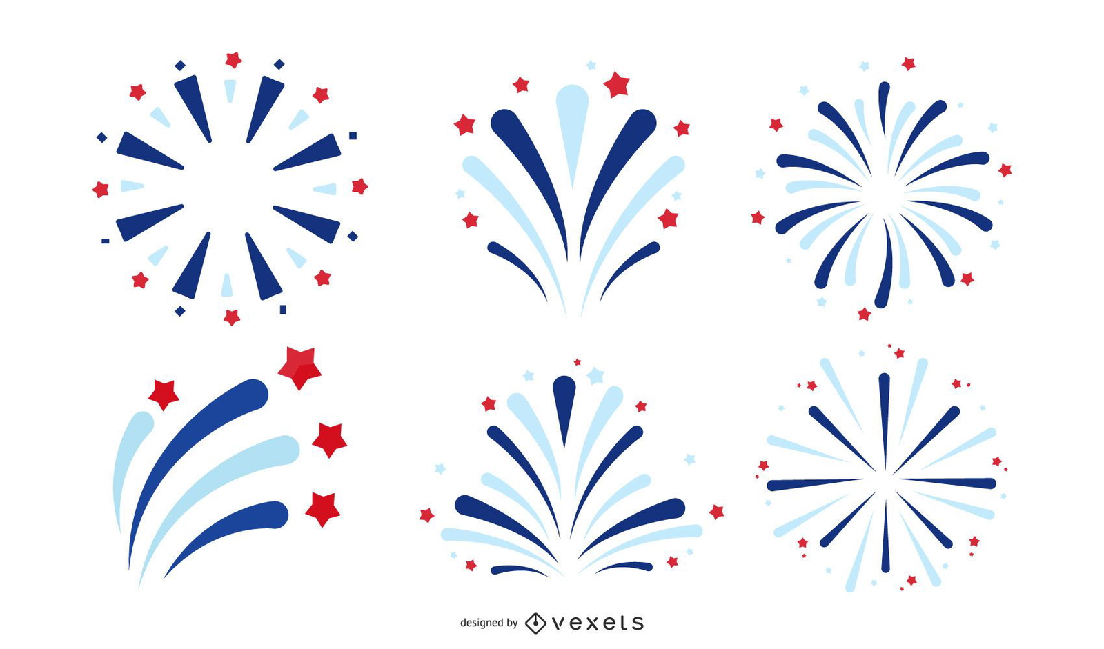 Amerikanisches Feuerwerk Icon Set