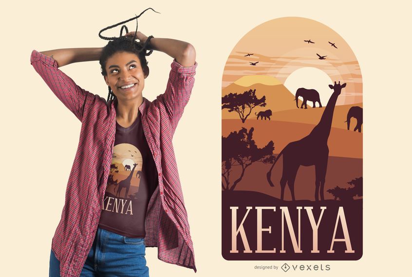 Kenya landscape t-shirt design Kenya landscape t-shirt design
