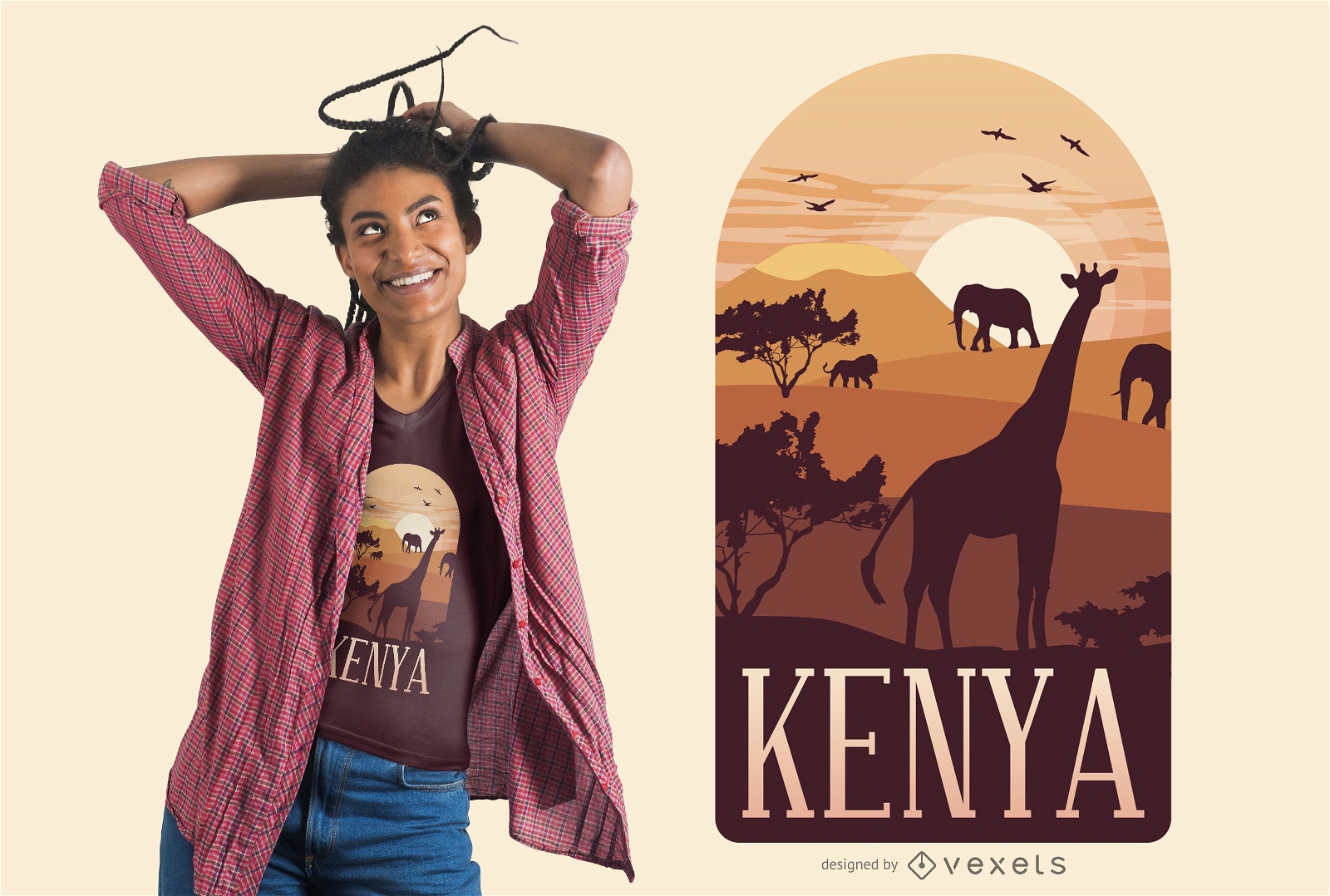 Kenia Landschaft T-Shirt Design