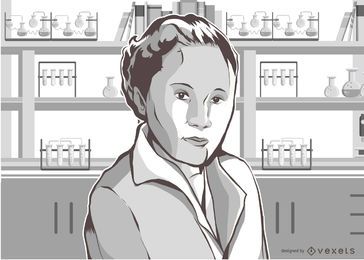 Ilustração de mulher cientista