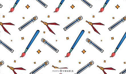 Vintage school supplies pattern design