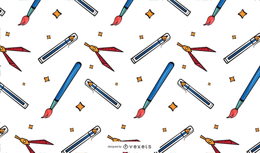 Vintage school supplies pattern design Vintage school supplies pattern design