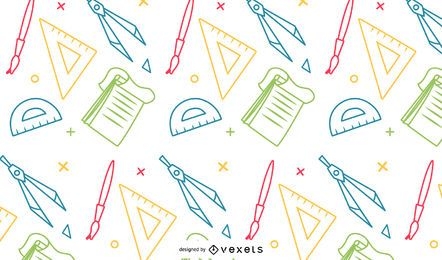 Colorful school supplies pattern