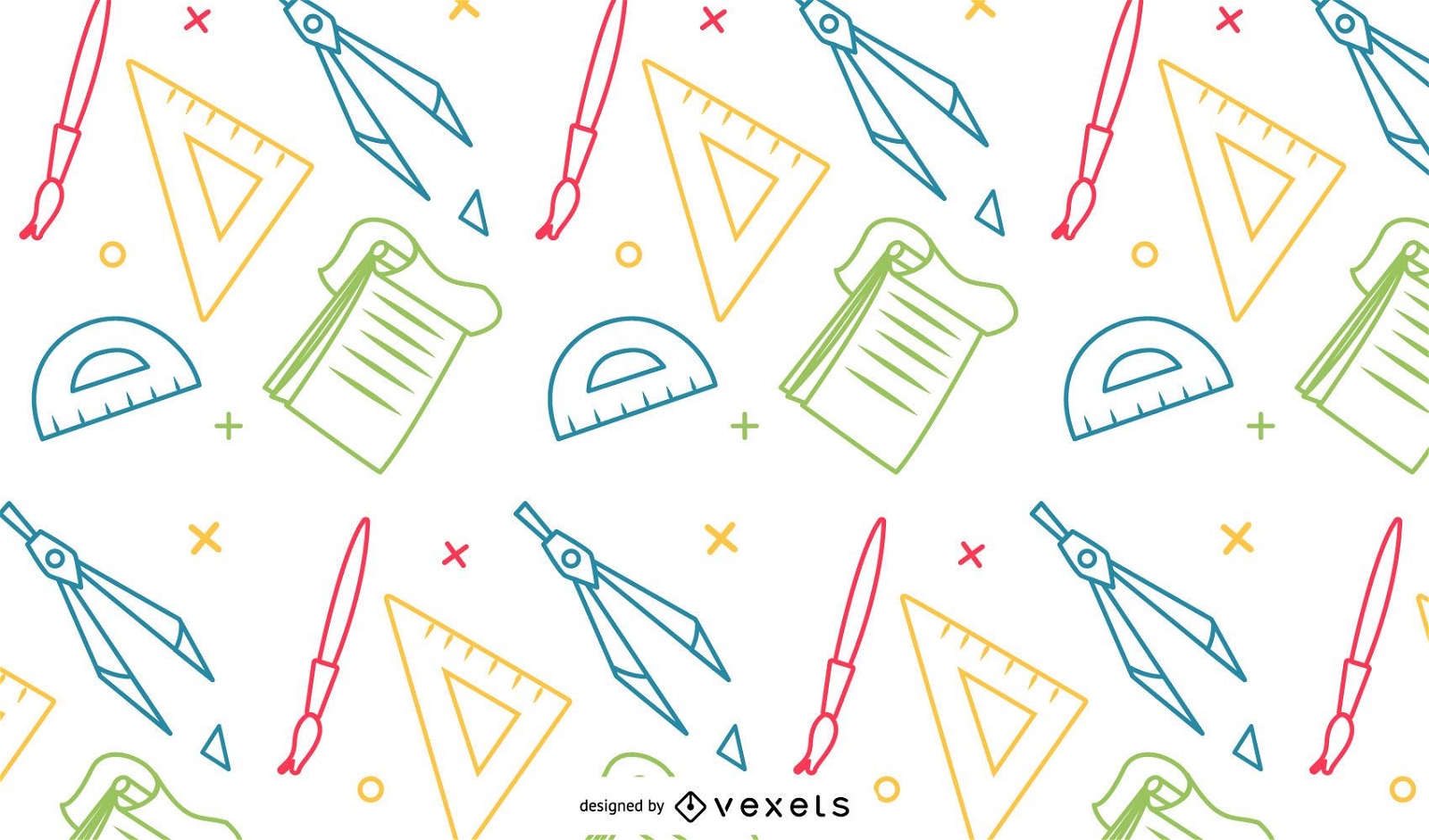 Colorful school supplies pattern