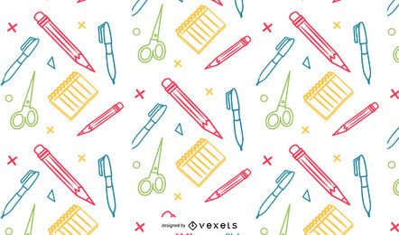 School elements outline pattern
