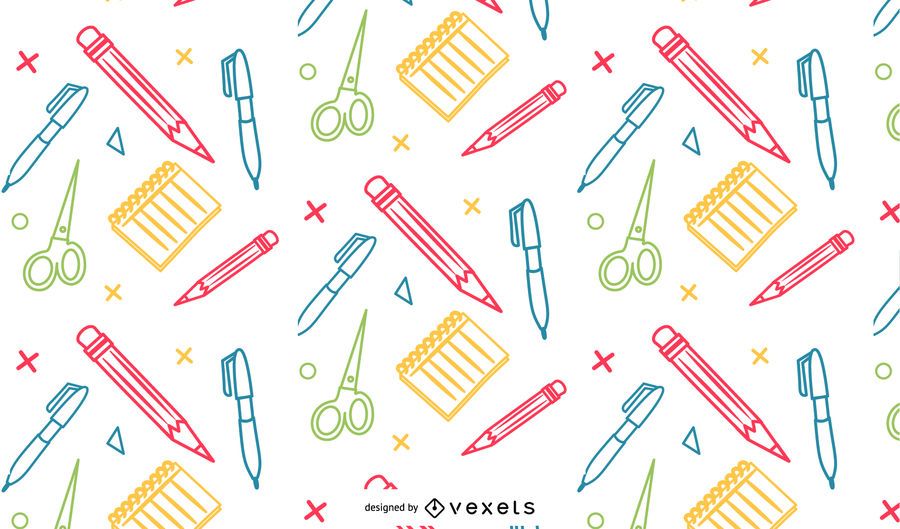 School elements outline pattern School elements outline pattern