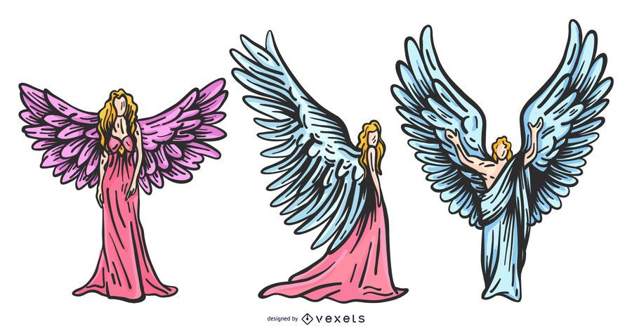 Conjunto de ángeles de colores Conjunto de ángeles de colores