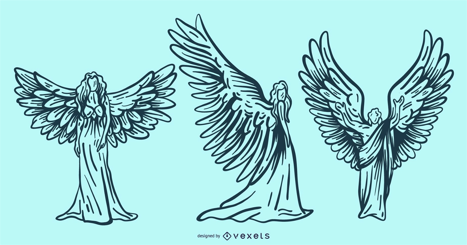 handgezeichnete Engel gesetzt