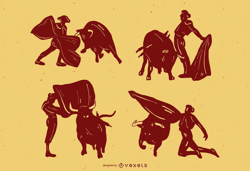 Bullfighting Silhouette Set Bullfighting Silhouette Set
