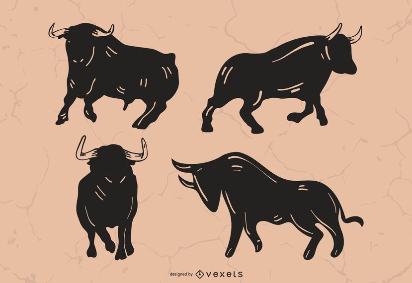 Bull silhouette set Bull silhouette set