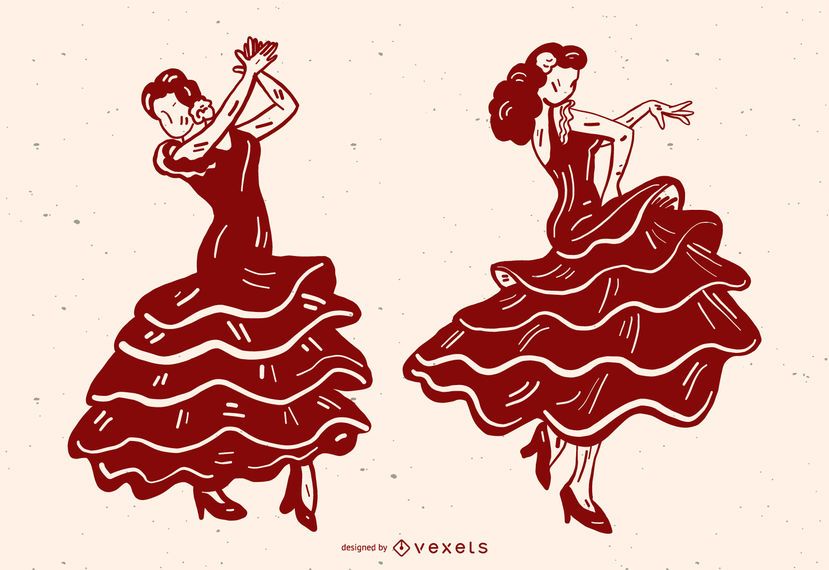 Mulher dançando o gráfico de vetor de Flamenco Mulher dançando o gráfico de vetor de Flamenco