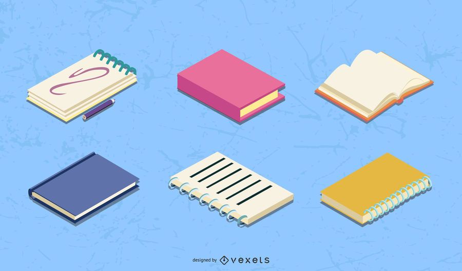 Conjunto de vectores de bloc de notas isométrica Conjunto de vectores de bloc de notas isométrica
