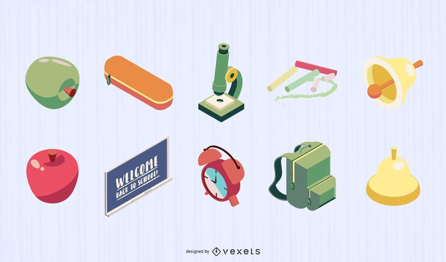 Conjunto de vetor gráfico de elementos de escola Conjunto de vetor gráfico de elementos de escola