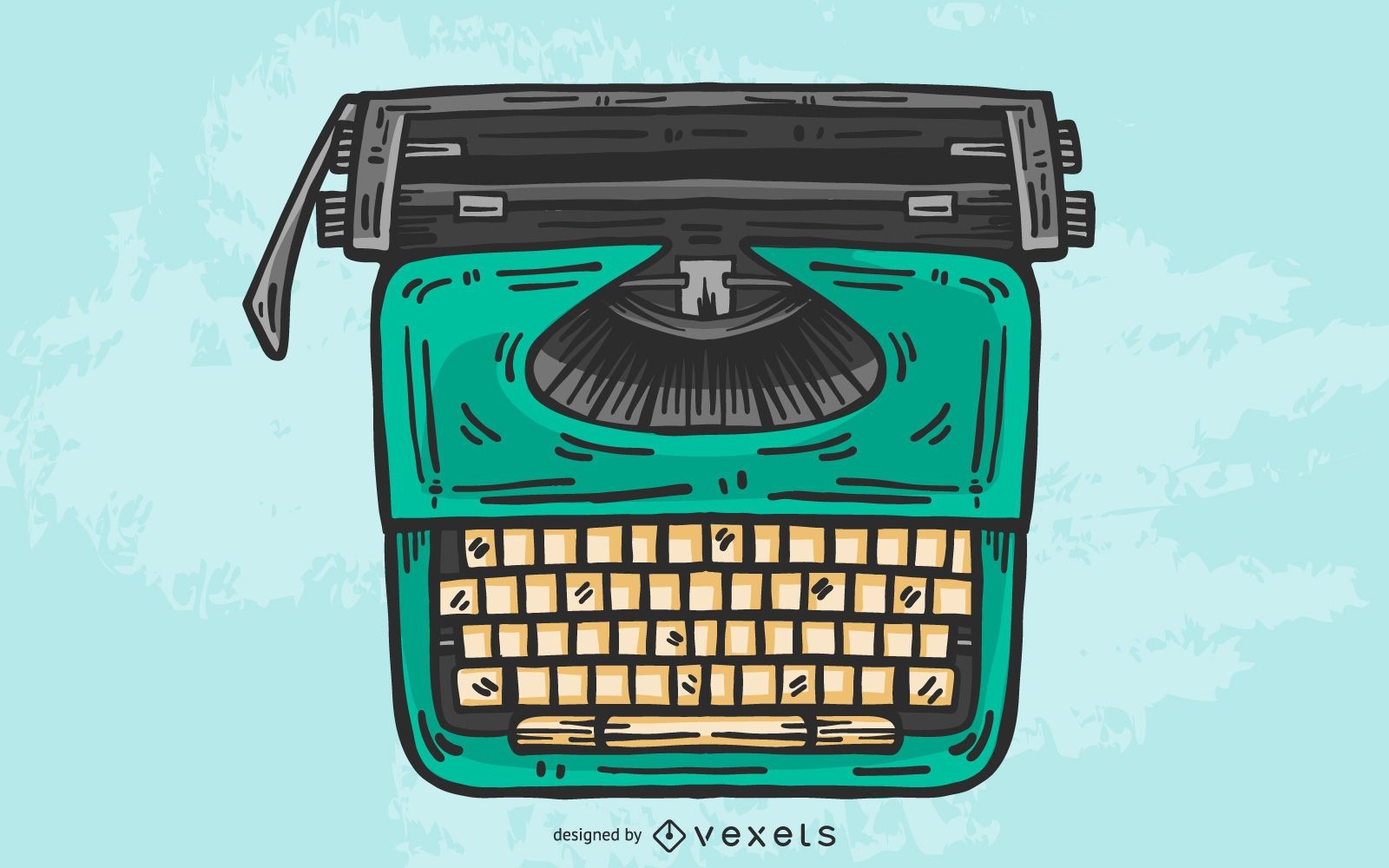 Projeto ilustrado de máquina de escrever
