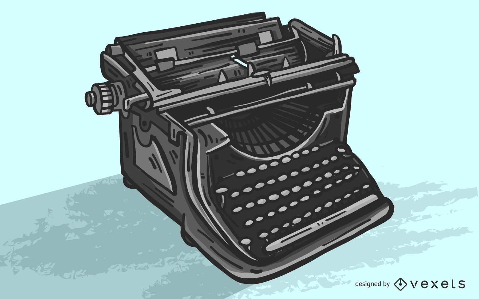 Black Typewriter Vector Illustration
