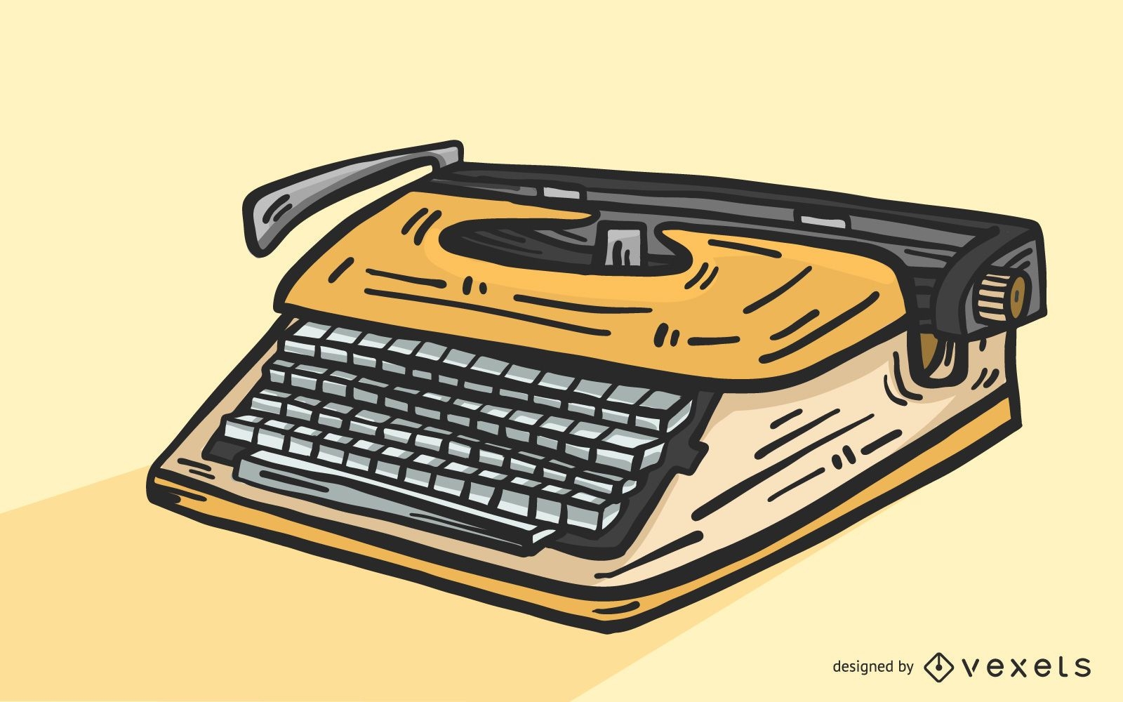 Gelber Weinlese-Schreibmaschinen-Vektor