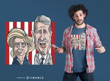 Clinton Couple Cartoon T-Shirt Design Clinton Couple Cartoon T-Shirt Design
