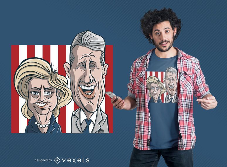 Clinton Couple Cartoon T-Shirt Design Clinton Couple Cartoon T-Shirt Design