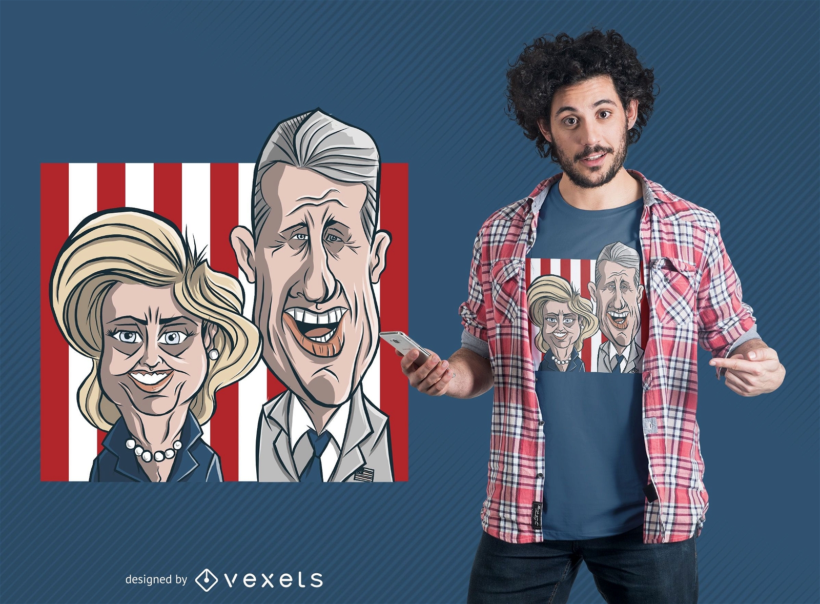 Clinton Couple Cartoon T-Shirt Design