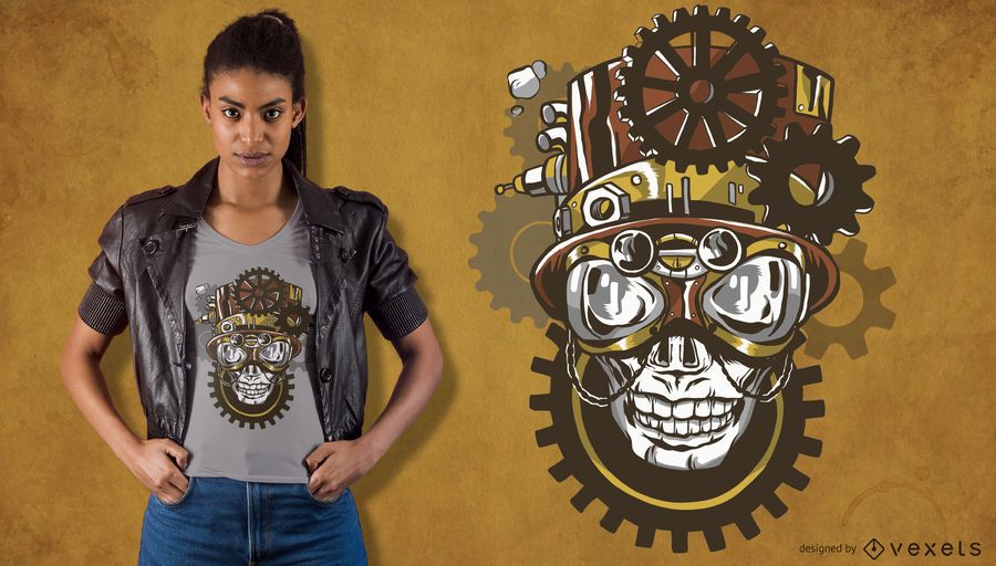 Steampunk skull t-shirt design Steampunk skull t-shirt design