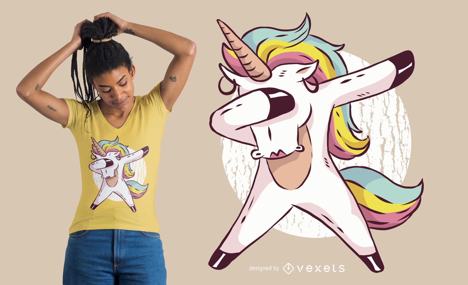 Dise?o de camiseta de ni?a unicornio dabbing