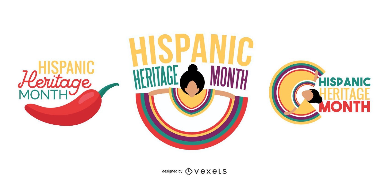 Hispanic heritage month lettering collection