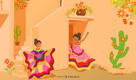 Mexikanische Kultur-Karikatur-Illustration Mexikanische Kultur-Karikatur-Illustration