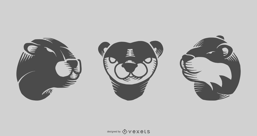 Conjunto de diseño de tatuaje de nutria Conjunto de diseño de tatuaje de nutria