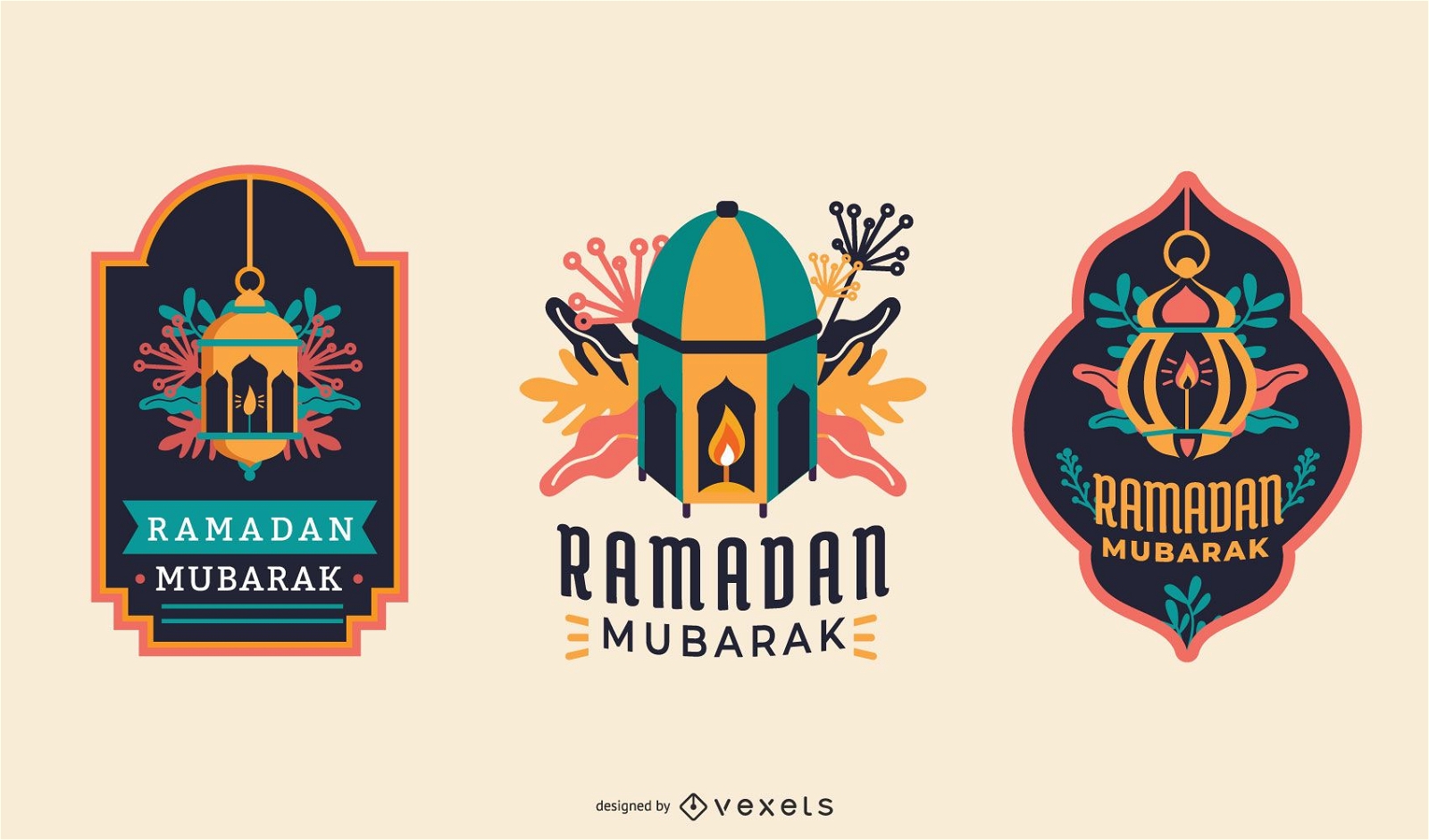 Etiquetas elegantes de Ramadan Mubarak