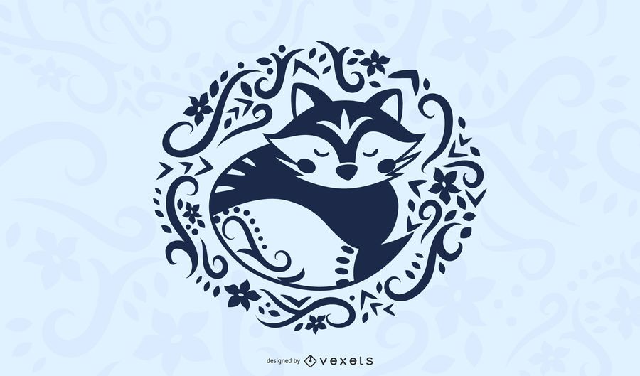 Gato dormindo com ilustração floral Gato dormindo com ilustração floral