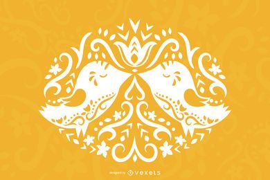Kissing Birds Illustration Kissing Birds Illustration