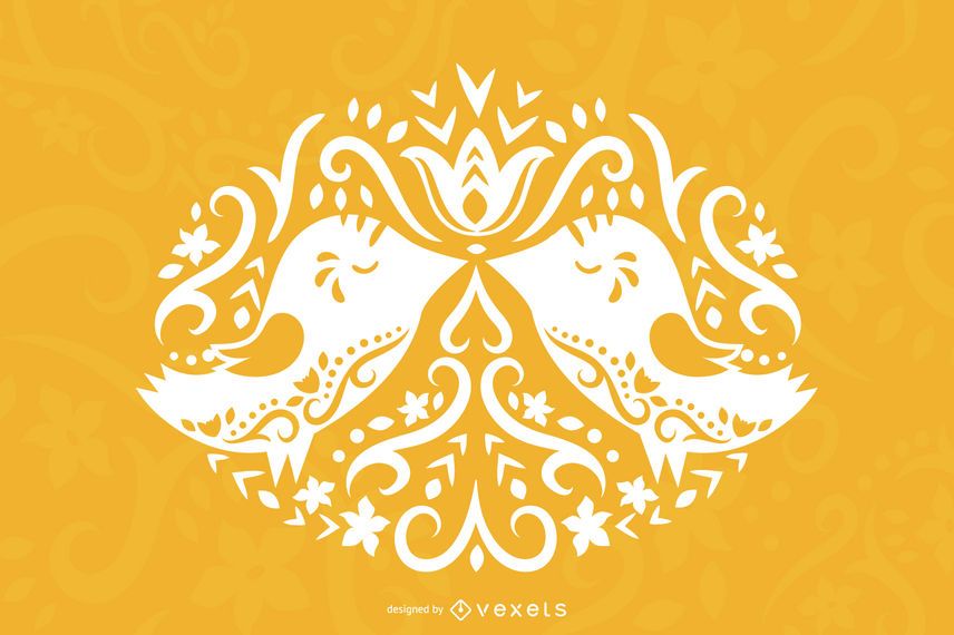 Kissing Birds Illustration Kissing Birds Illustration