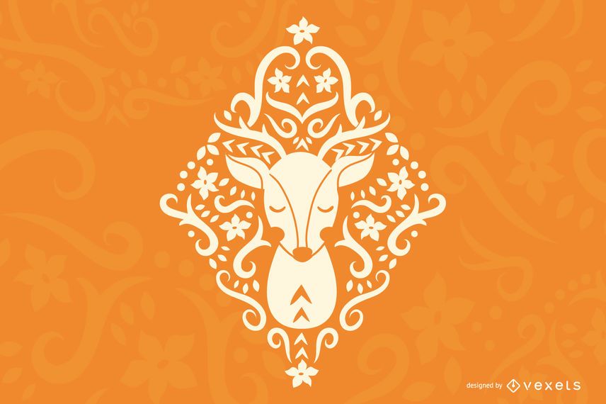Folk Art Deer Silhouette Design Folk Art Deer Silhouette Design