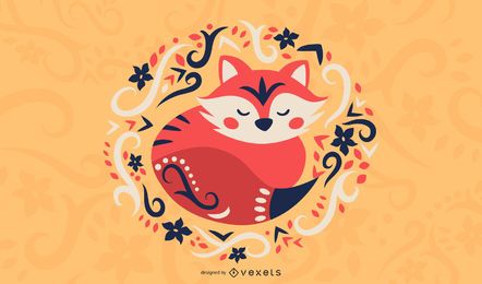 Ilustração de raposa escandinava de arte folclórica Ilustração de raposa escandinava de arte folclórica