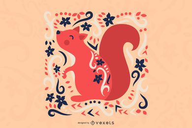 Ilustração escandinava de esquilo de arte folclórica Ilustração escandinava de esquilo de arte folclórica