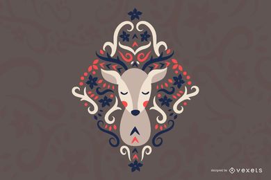 Scandinavian folk art deer illustration Scandinavian folk art deer illustration