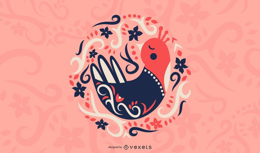 Scandinavian folk art bird illustration Scandinavian folk art bird illustration