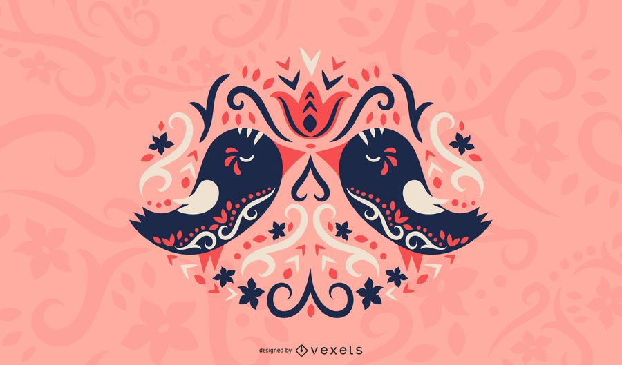 Scandinavian birds love illustration Scandinavian birds love illustration