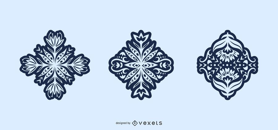 Flowers folk art silhouette set Flowers folk art silhouette set