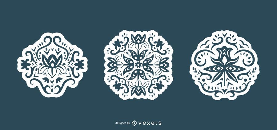 Swirl flowers scandinavian silhouette set Swirl flowers scandinavian silhouette set