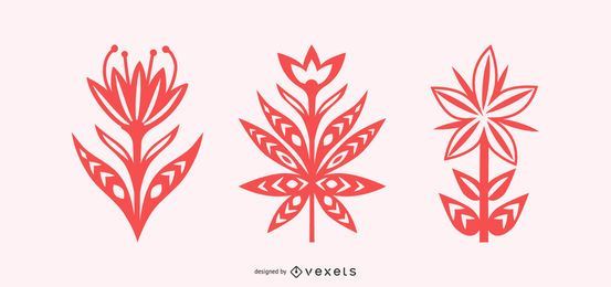 Skandinavische Blumen Silhouetten