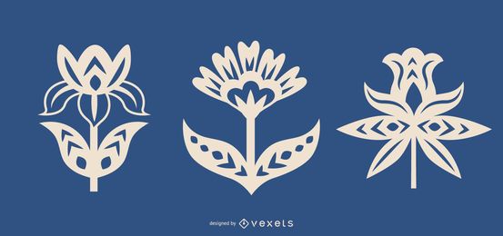 Blumen-Silhouetten-Volkskunst-Set Blumen-Silhouetten-Volkskunst-Set