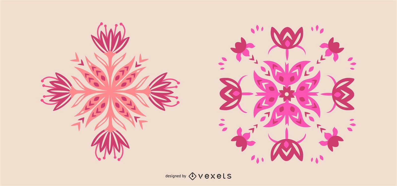 Scandinavian pink flowers set