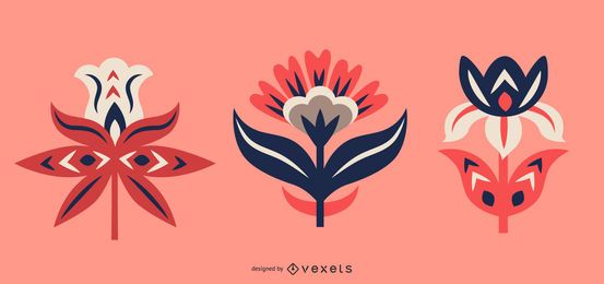 Volkskunst Blumenset